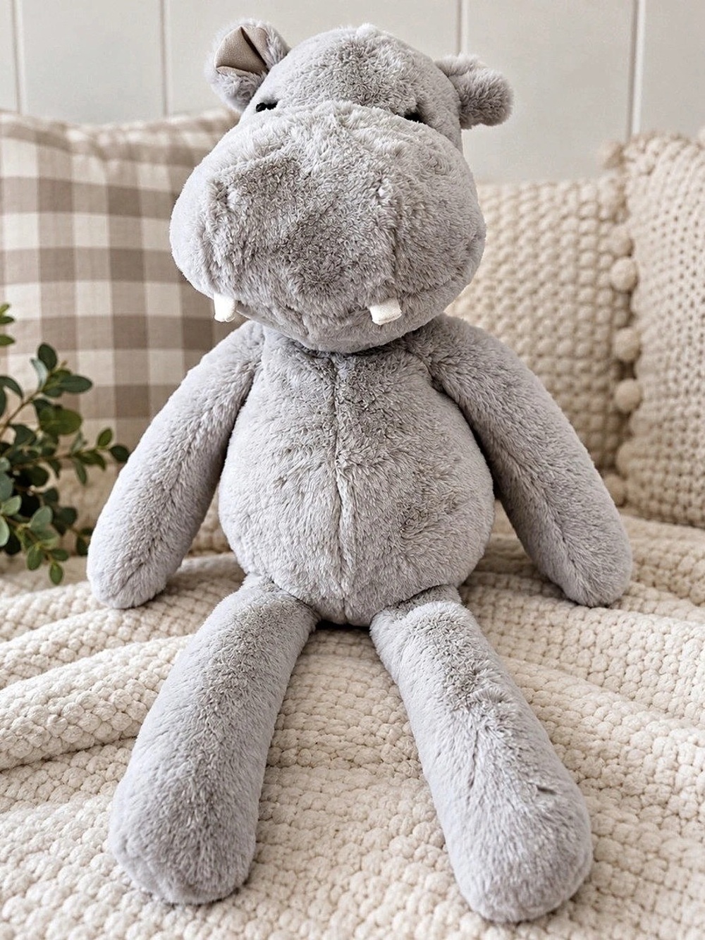 Pottery Barn Kids Gray Hippo Nursery Plush Gray